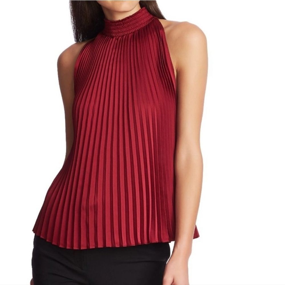 1.STATE Pleated Halter-Neck Top